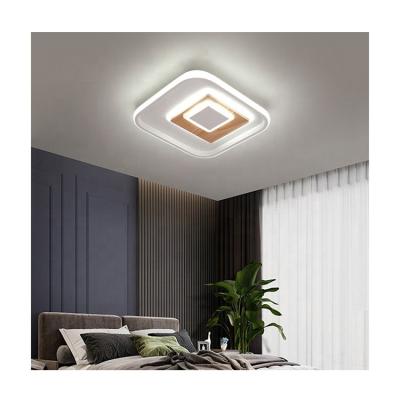 China Surface Mounted High Quality White And Wood Round Decorative Residential Bedroom Led Ceiling Light for sale