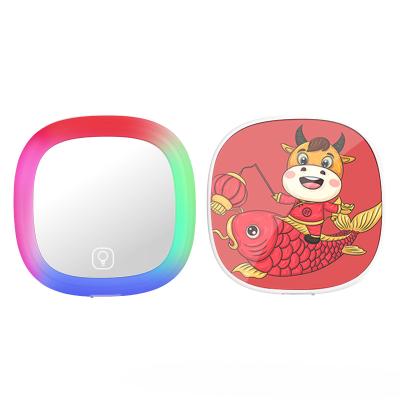 China Mini Hot Selling Girls Favorite Led Compact Makeup Mirror Portable Lighting Makeup Mirror for sale