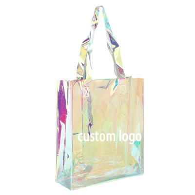 China Holographic Waterproof Transparent Ladies Jelly Tote Bag, PVC Bag Fashion Large Capacity Child Women Handbags Jelly for sale