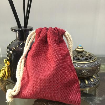 China Eco-friendly Polyester Fiber Jute Material DIY Jewelry Craft Gift Drawstring Pouch Bags Included Cotton Lining For Birthday Party for sale