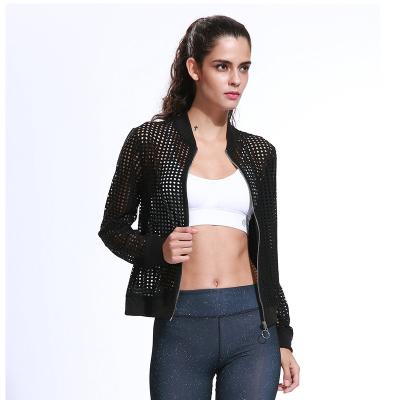 China New Arrivals Antibacterial Hollow Out Gym Fitness Running Jacket Long Sleeve Yoga Suit Jacket Coat for sale