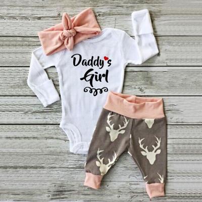 China Wholesale Long Sleeve Baby Clothes Organic Cotton Deer Baby Rompers Long Sleeve Jumpsuit 3 Pcs Set for sale