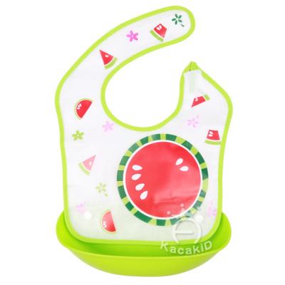 China Cheap Price 2018 Amazon Antibacterial Hit EVA Material Baby Bibs Waterproof With Food Pouch for sale