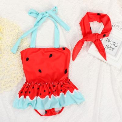 China 3 Year Old Girl Anti-UV Bathing Dress Camisole Child Swimsuit For Little Girls Cute Red Swimwear for sale