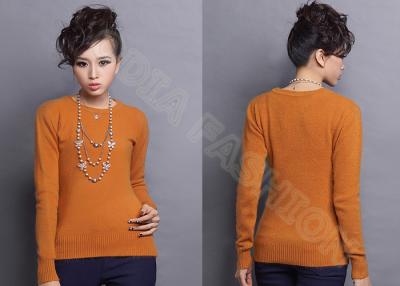 China Autumn Winter Orange Women Crew Neck Sweater Fine Knit Clothing With Long Sleeve for sale