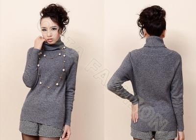 China Solid Color Womens Cashmere Sweaters Pullover with Turn Down Neck , Long Sleeves for sale