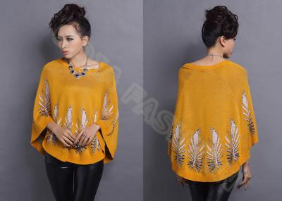 China 2014 Fancy Yellow Womens Boat Neck Sweater Jacquard Pattern Pullover for Young Ladies for sale