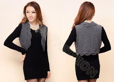 China Womens Cable Knit Sweaters Sleeveless Grey Short Cardigan Vest Knitwear for sale