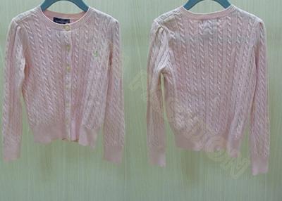 China Crew Neck Cable Knit Pink Buttons Up Kids Holiday Sweaters Cardigan for sale