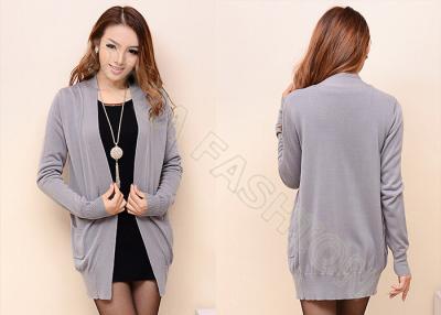 China Long Fine Knit Womens Cashmere Sweaters , Solid Color Womens Cardigan Sweaters for sale