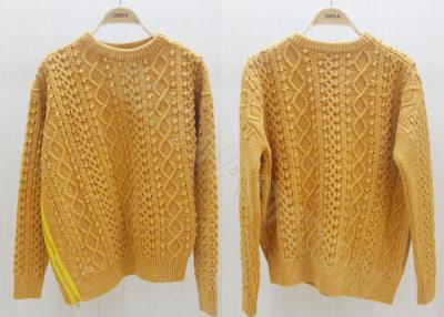 China Small Ball Knit Womens Cable Knit Sweaters Asymmetric , S M L XL XXL Size for sale