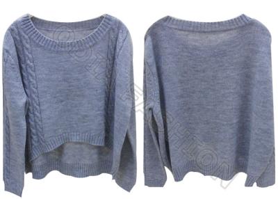 China 7GG Grey Womens Cable Knit Sweaters with Boat Neck Curve Bottom , anti-shrink wool sweaters for sale