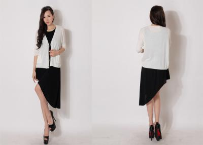 China Elegant White Cardigan Ladies V Neck Sweaters Fine Knit Dolman Sleeve for Summer for sale