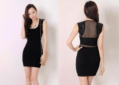 China Sexy Sleeveless Ladies Wool Skirt Black with Square Neck , Narrow Waist for sale