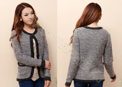 China Fashion Cardigan Womens Sweater Coats / Winter Thick Ladies Wool Sweaters in Gray for sale