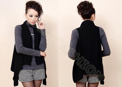 China Sleeveless Black Womens Cardigan Sweaters Fine Knit / Ladies Cashmere Sweater for sale