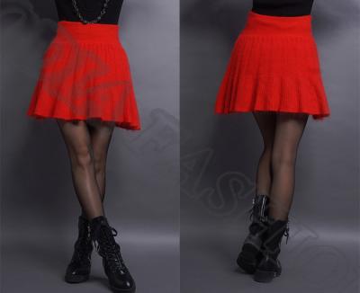 China Short Solid Red Womens Wool Skirts Folded For College In Summer for sale