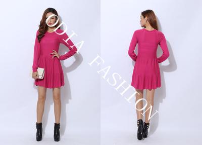 China Red Narrow Waist Ladies Sweater Dresses in Crew Neck with Loose Bottom Hip for Spring for sale