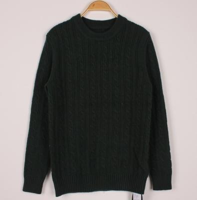 China Casual Mens Wool Cable knit sweater Formal Round Rib Neck breathable for sale