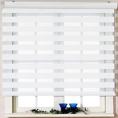 China Top Selling Minimalist Indoor Zebra Roller Shades Cordless Double Layer Zebra Roller Blinds Blackout Zebra Blinds Light Control for sale