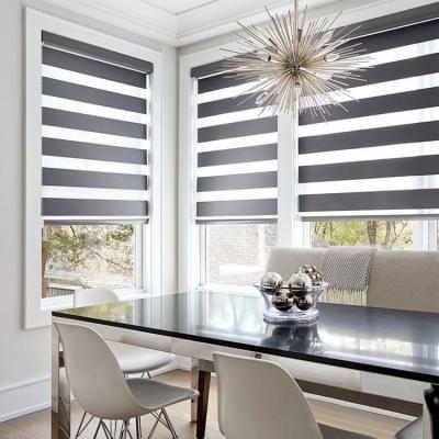 China Minimalist Hot Selling Indoor Zebra Roller Shades Modern Design Zebra Blinds Wireless Blackout Shades Shades For Window for sale