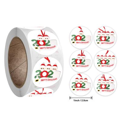 China Custom Waterproof Muffin Self Merry Christmas Round Waterproof Stickers For Gift Muffin Stickers for sale