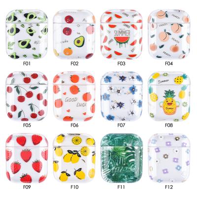 China Brand New Anti-fall Summer Fruits Flower Clear Transparent Hard Earphone Stand Protector For Apple Airpods Cover for sale