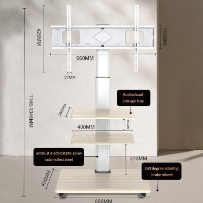 China Cold-rolled white steel+MDF mobile stand revolving TV floor cart for sale