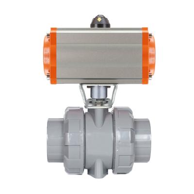 China Genuine DN80 3inch General Double Union Socket Cpvc Ball Valve With Spring Return Actuated 2 Way Pneumatic Cpvc Ball Valve for sale