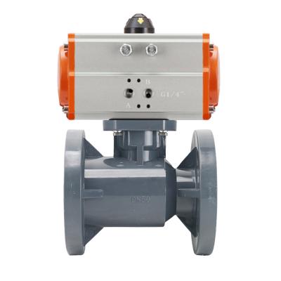 China General Flange UPVC PVC PN10 Pneumatic Ball Valve With Spring Return Pneumatic Actuator With Limit Switch for sale