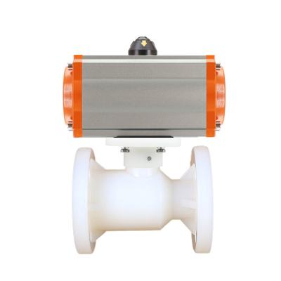 China General 2 Inch PN10 PVDF EPDM Seal Pneumatic Control Flange Ball Valve With Double Action Pneumatic Actuator Ball Valve for sale