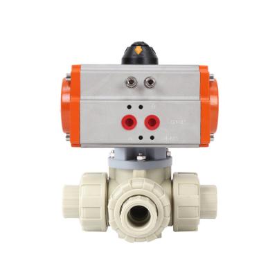 China General 1 Inch 40mm 1/2 3 Way T Port Pneumatic Actuator PPH Thread Ball Valve Union Air Control Double Ball Valve for sale