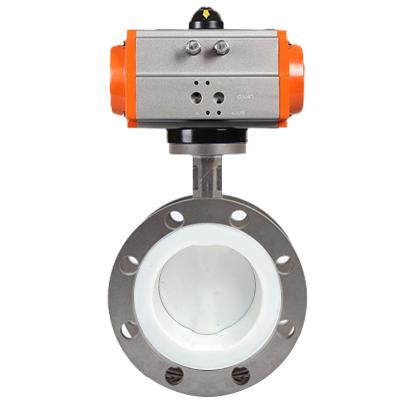 China General PN16 DN200 8 Inch PTFE Seat CF8 Stainless Steel 304 Air Actuator Double Acting Flange Type Butterfly Valve for sale