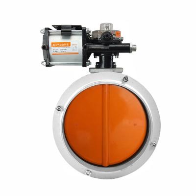 China General PN16 DN300 12 Inch Polyurethane SS304 Powder Dust Aluminum Alloy Pneumatic Operated Butterfly Valve Single Flange Double Flange for sale