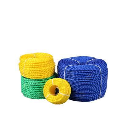 China PP Blue / Brown / Yellow PP Split Film 3 Strand Twisted Rope for sale