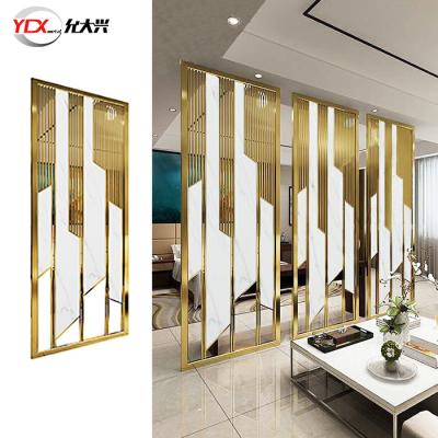 China YDX Europe Home Interior Hotel Room Divider Decorative Modern 304 Stainless Steel Laser Cut Screen Divider for sale