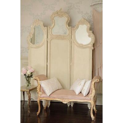 China Europe French Style Boudoir Aluminum Folding Screens 3 Panel Room Divider Decor For Home for sale