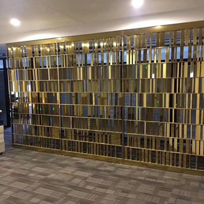 China Decorative Europe Gold Laser Cut Metal Room Divider 304 Stainless Steel Sheet Screen For Cheap Partition Walls for sale