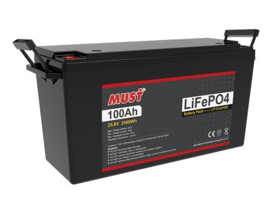 China Home appliances MUST LP15-24100 series 25.6V 4000times 100ah lifepo4 cycle life battery for sale