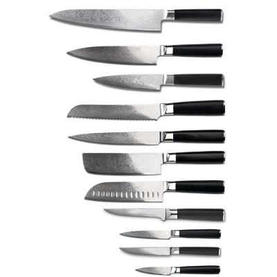 China Factory Sustainable Premium Quality Damascus vg10 Super Sharp Kitchen Knives With G10 Handle, Damascus Steel Chef's Knife Set, Oval SS Finish for sale