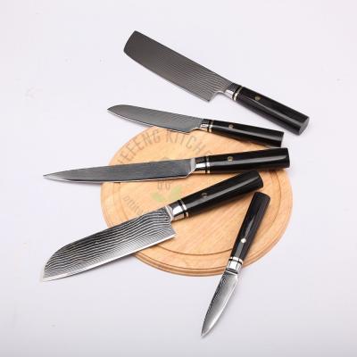 China Factory Sustainable Carbon Steel 67 Layer Japanese Damascus Chef Boning Cleaver Kitchen Knives VG10 Damascus Knife Set for sale