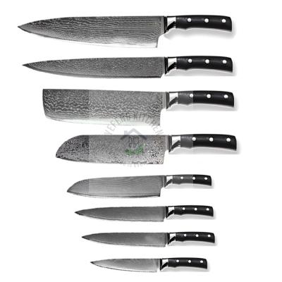 China New 2021 Hot Sale High Quality Pakistan Damascus VG10 Steel Kitchen Knife Set Viable Damascus Knife Blanks for sale