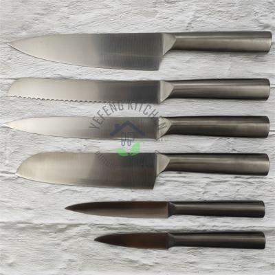 China Workable hollow handle 8pcs knife set set included 7inch cleaver knife, sharpener and scissors for sale