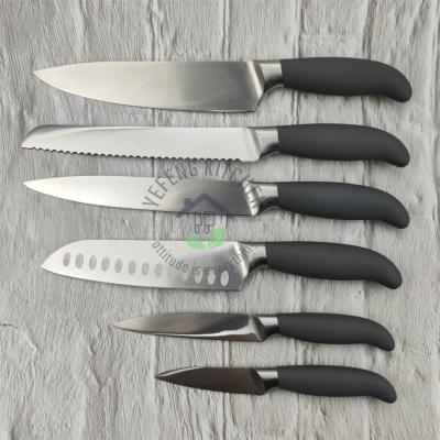 China 6Pcs Viable Modern Design German Steel 1.4116 Kitchen Knife Set With Stainless Steel Block for sale