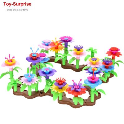 China Creative colorful DIY 104pcs DIY TOY flower arrangement educational toys interconnect blocks garden building set for girls for sale