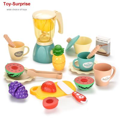 China Plastic Cut Fruit Vegetables Food Pretend Play Simulation Kitchen Role Play Educational Toys Electric Juicer for sale