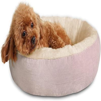 China Wholesale Breathable Round Dog Bed Luxury Waterproof Memory Foam Cute Soft Plush Faux Fur Dog Pet Bed for sale