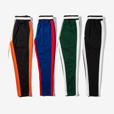 China Wholesale Anti-Wrinkle Joggers Sports Pants Contrasts Custom Mens Track Pants Side Stripe Drawstring Long for sale