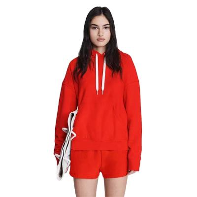 China Anti-wrinkle hoodie and shorts set women pull over hoodies wholesale fashionable unisex sweatshirt for women hoodies for sale