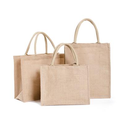 China Cheap Price Custom Logo Eco Friendly Nature Handled Organic Jute Hemp Shopping Tote Bag for sale